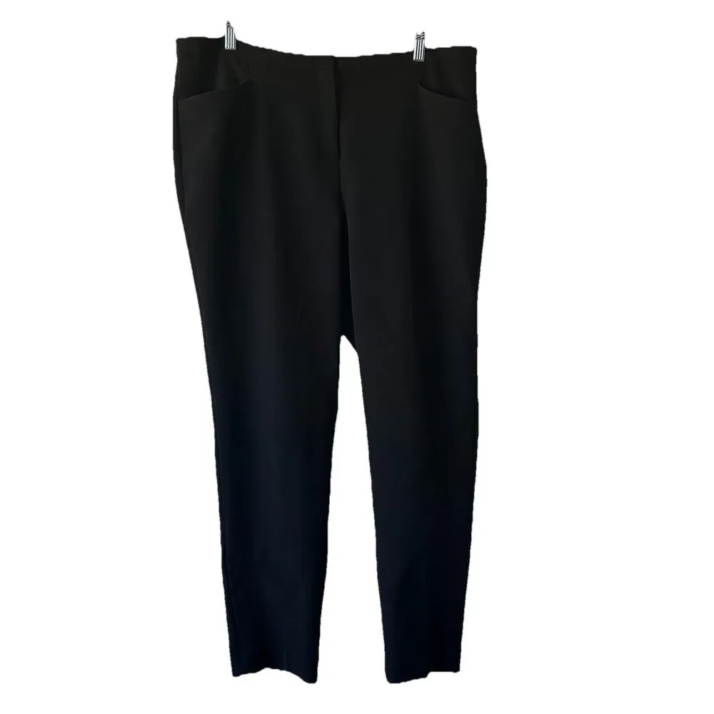 Vince Camuto Dress Slacks Black Flat Front Pants Size 14 Hemmed Front Pockets